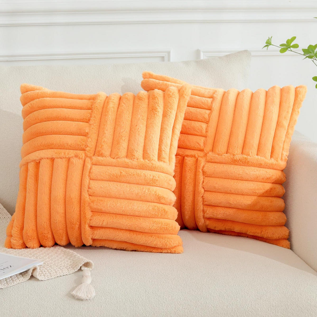KISSENHÜLLE UNI Plüsch & Samt 45/45 cm - Orange, Textil (45/45cm) - Kaket