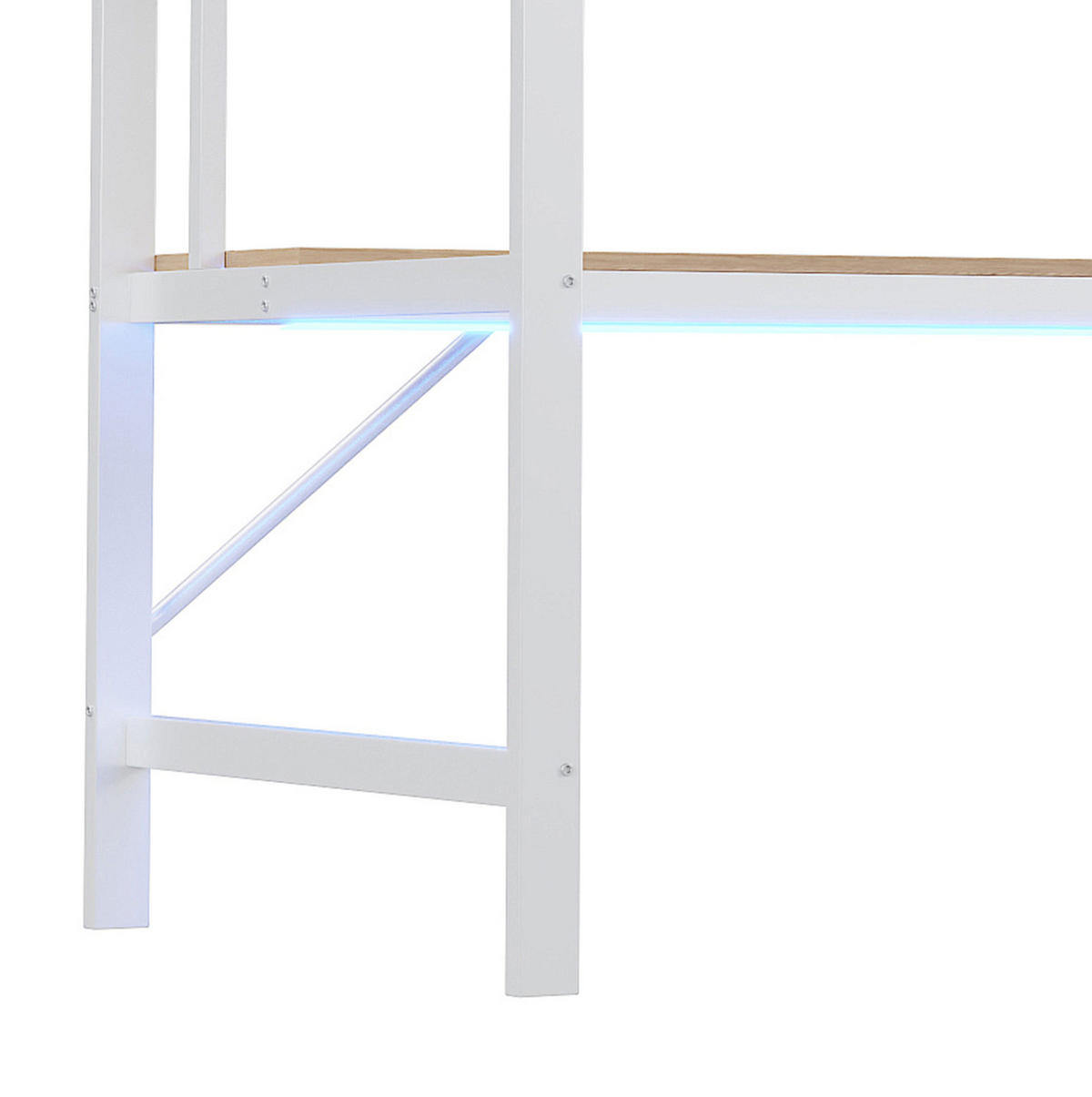 HOCHBETT aus Metall und MDF 90x200 cm Weiß mit Schreibtisch, Regal, LED-Licht und USB-Anschluss - Weiß, Metall (90/200cm) - IVMEU
