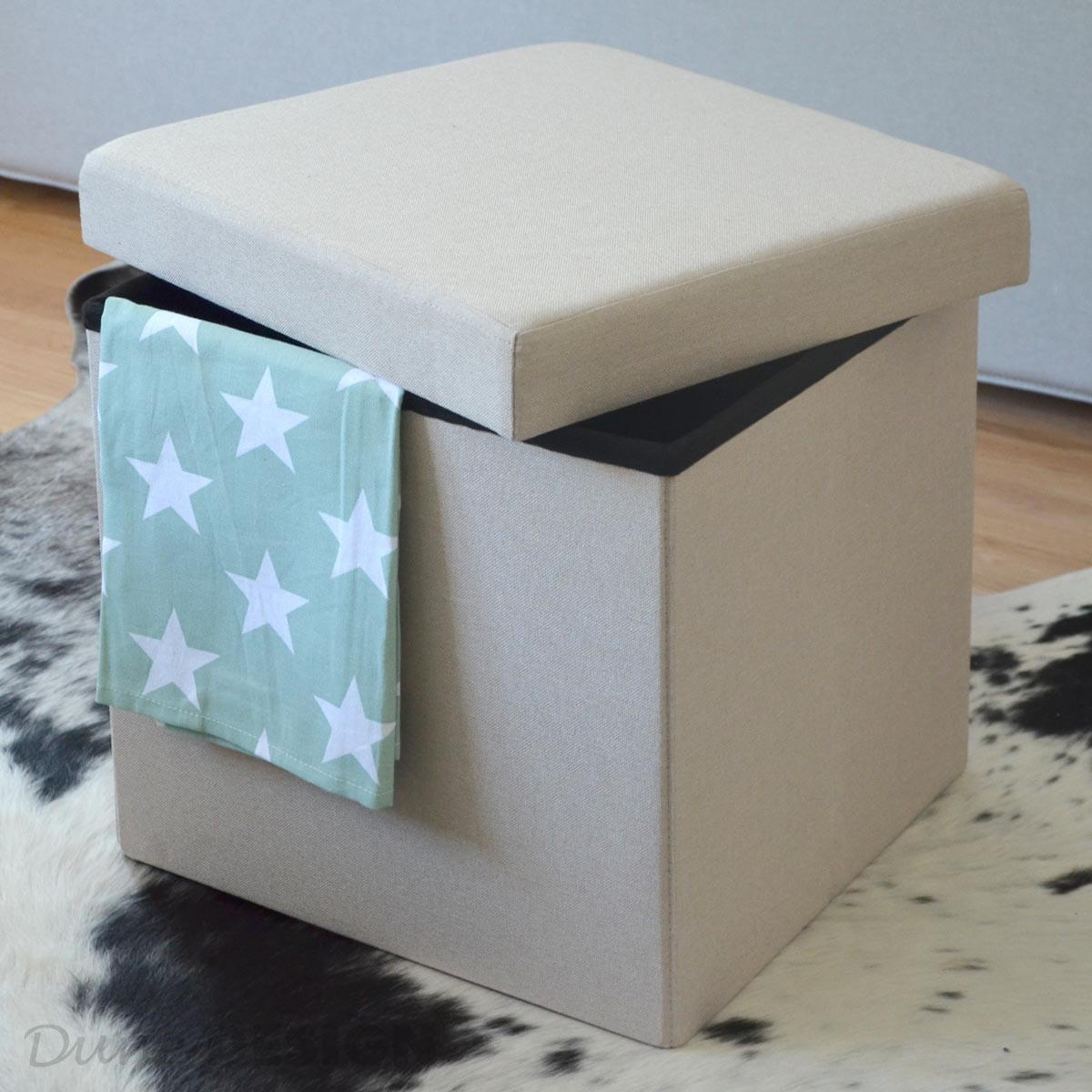 SITZWÜRFEL 38/38 cm, Faltbar 42 Liter Beige-Grau - Beige, Kunststoff (38/38/38cm) - Dunedesign