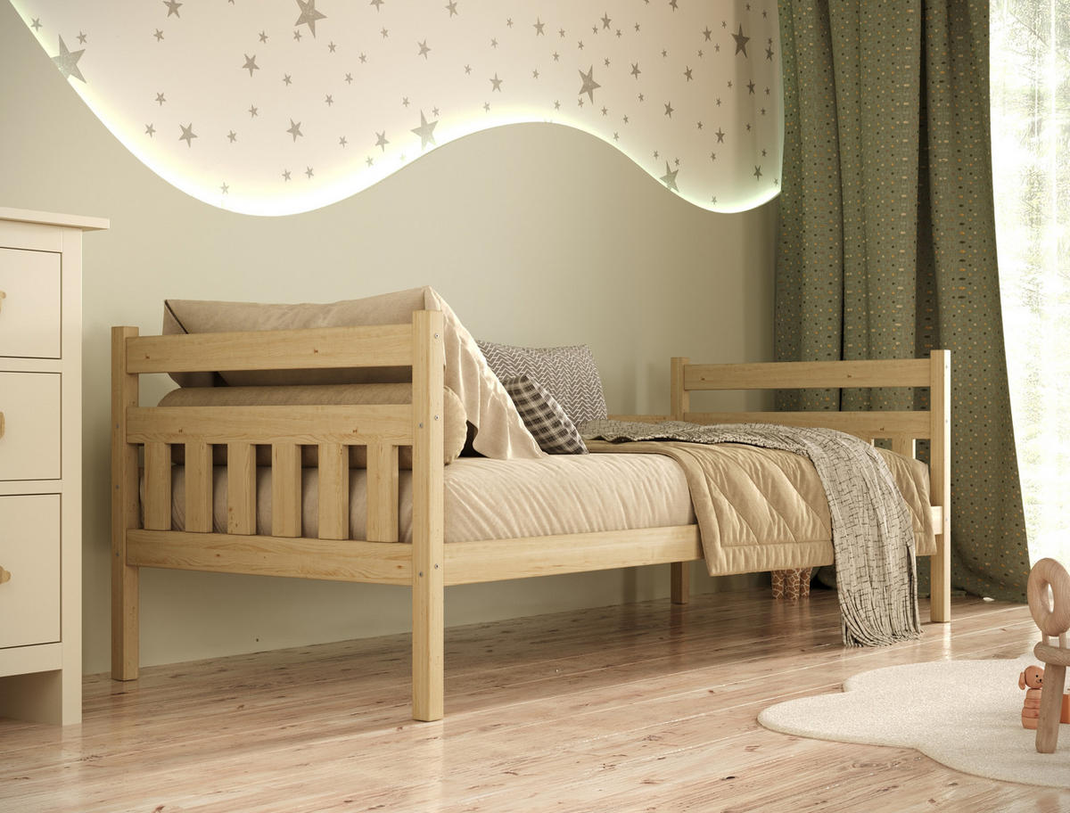 KINDERBETT Dawid ohne Matratze 90/200 Natur unlackiert 90/200 - Sonoma Eiche, Holz (90/200cm) - RAUMHIRSCH FURNITURE