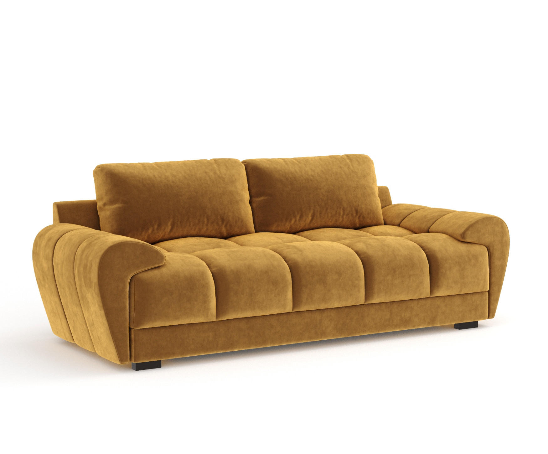 3-SITZER SOFA Peebles Honigfarbe Samtstoff - Schwarz/Honig, Holz/Holzwerkstoff (244/90/101cm) - Maison de Reve