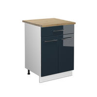 KÜCHENUNTERSCHRANK Fame-Line Dunkelblau Hochglanz 60 cm mit Schublade AP Eiche - Weiß/Dunkelblau, Holzwerkstoff (60/82/60cm) - Vicco