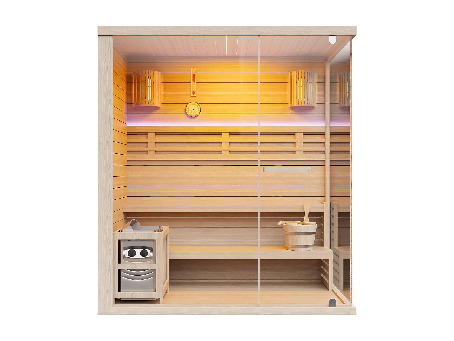 FINNISCHE Sauna - 5 Personen - Holz, Platte - Naturfarben Hell - - Naturfarben, Holz (180/200/180cm) - Vente-Unique