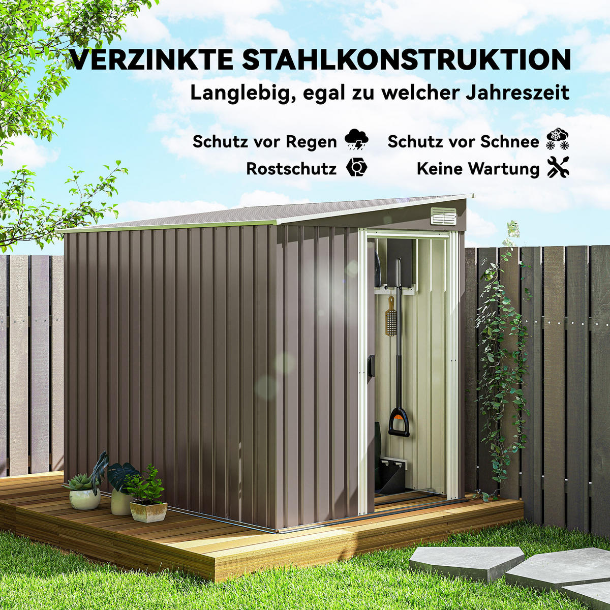 GARTENHAUS Hellgrau 154.0/206.5/181.0cm - Hellgrau, Metall (206.5/181/154cm)