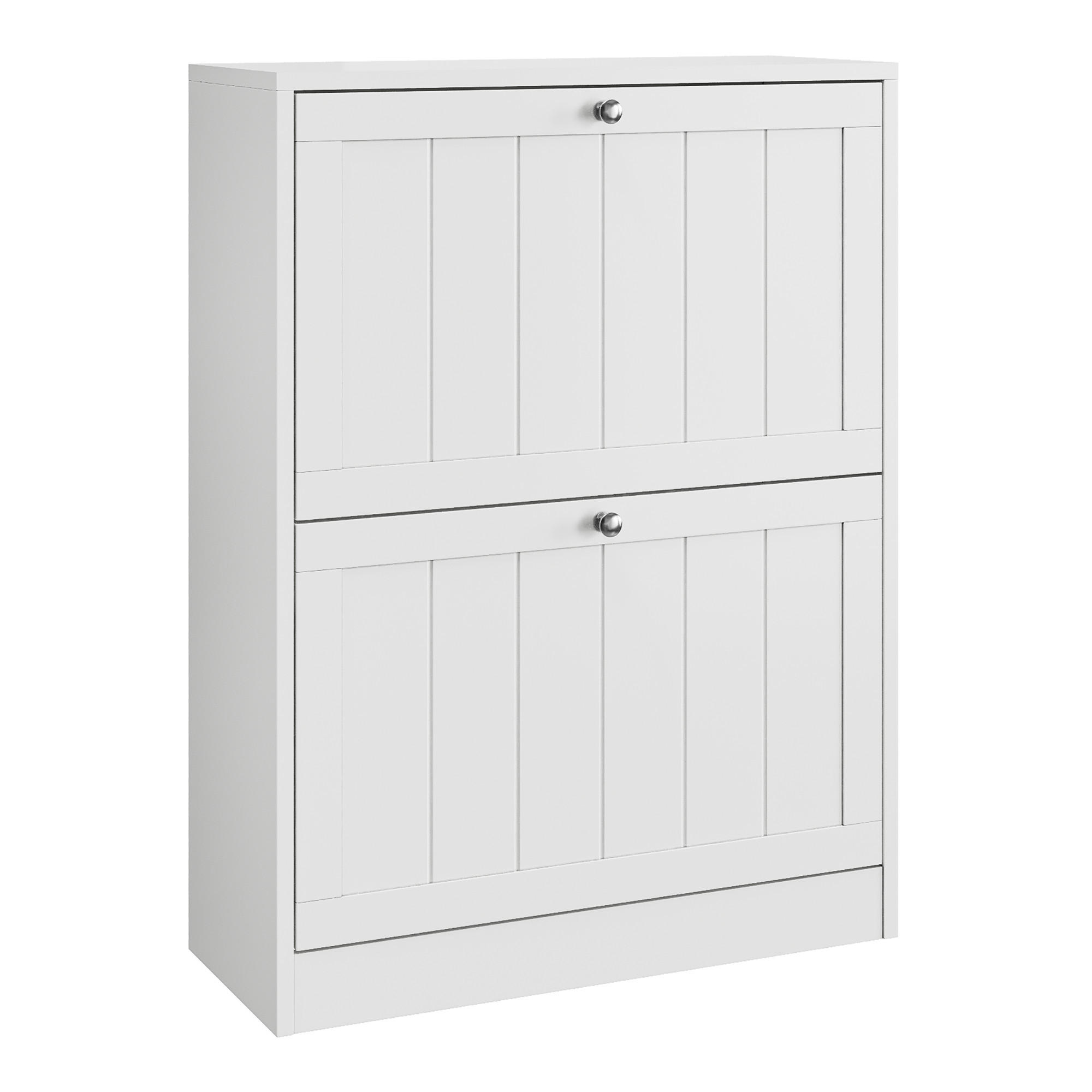 SCHUHSCHRANK aus MDF & Spanplatte in Weiß mit 2 Klappschubladen - Weiß, Holzwerkstoff (60/80/24cm) - Modfu