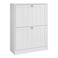 SCHUHSCHRANK aus MDF & Spanplatte in Weiß mit 2 Klappschubladen - Weiß, Holzwerkstoff (60/80/24cm) - Modfu