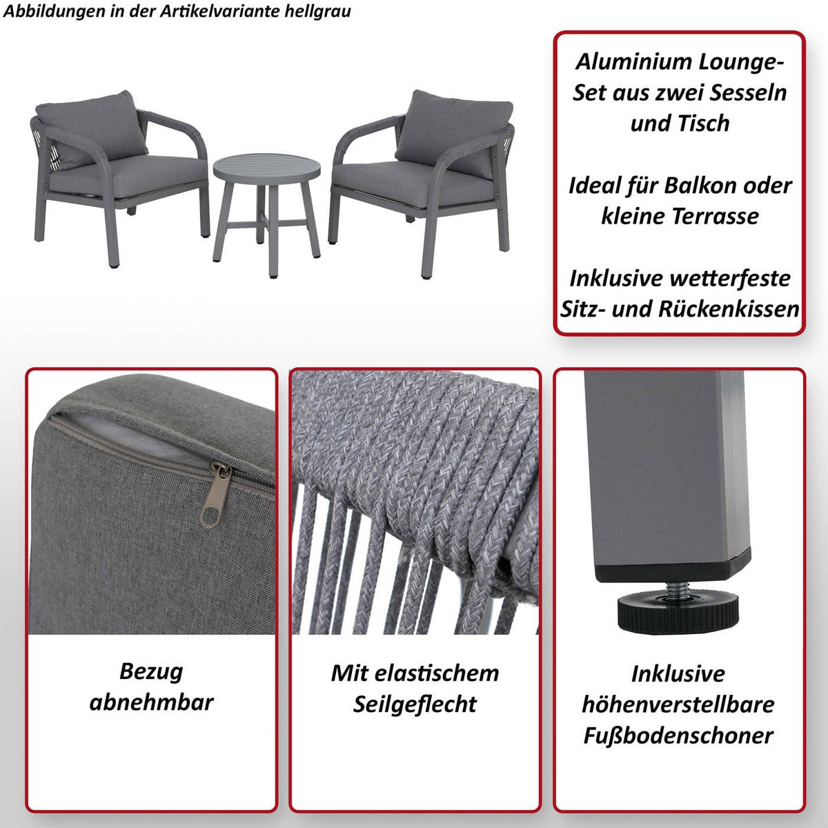 LOUNGE-SET Dunkelgrau - Dunkelgrau, Metall - MCW