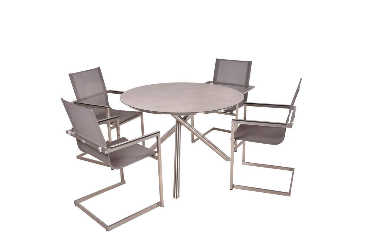 GARTEN-SITZGRUPPE Hakon 5-teilig Gartenmöbel-Set - Grau, Kunststoff - DELUKE