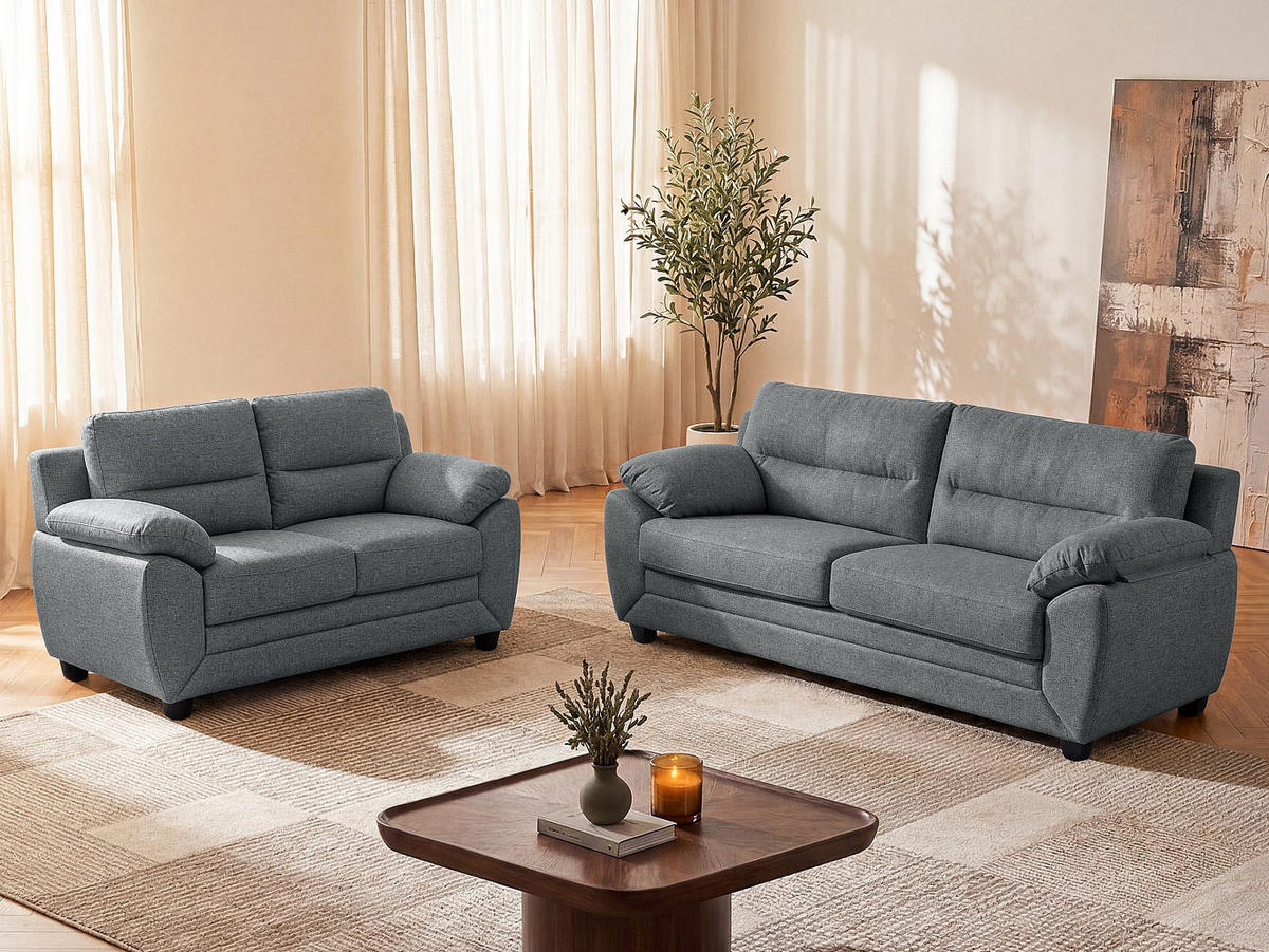 COUCHGARNITUR - 5 Personen - stoff - anthrazitgrau Manoa - Anthrazit, Textil (163/88/82cm) - Vente-Unique