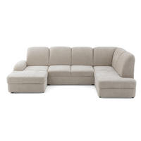 ECKSOFA VIBE U Rechts mit Schlaffunktion 129x263 Chenille Beige - Beige/Schwarz, Holz/Kunststoff (186/102/280cm) - Muffo