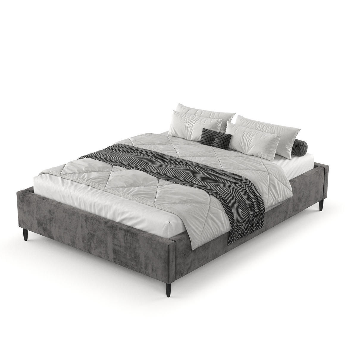 POLSTERBETT Larch Anthrazit 180/200 cm im Chenille-Stoff - Anthrazit/Schwarz, Holz/Holzwerkstoff (180/200cm) - Maison de Reve