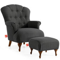 SESSEL MIT FUẞSTÜTZE TOMIS, Anthrazit - Anthrazit/Braun, Eichenholz/Holz (76/101/83cm) - KONSIMO®