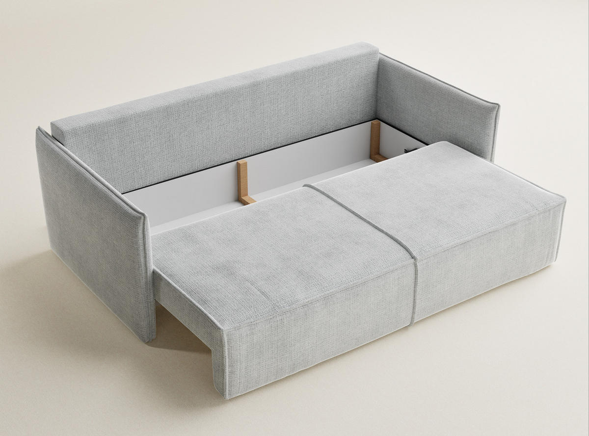 SOFA MIT SCHLAFFUNKTION Obra Grau Chenille-Stoff - Schwarz/Grau, Holz/Holzwerkstoff (220/70/107cm) - Maison de Reve