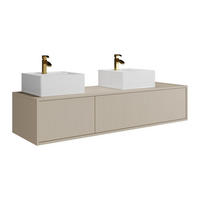 DOPPELWASCHTISCH - 150cm x 47cm - Holzspan - beige - ISAURE - Beige, Holz (150/32/47cm) - Vente-Unique