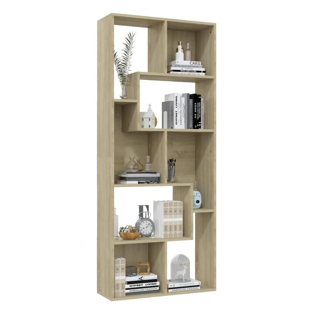 BÜCHERREGAL mit 8 Fächern 67/24/161 cm aus Holzwerkstoff Sonoma-Eiche Dekor - Sonoma Eiche, Holz (67/161/24cm) - vidaXL