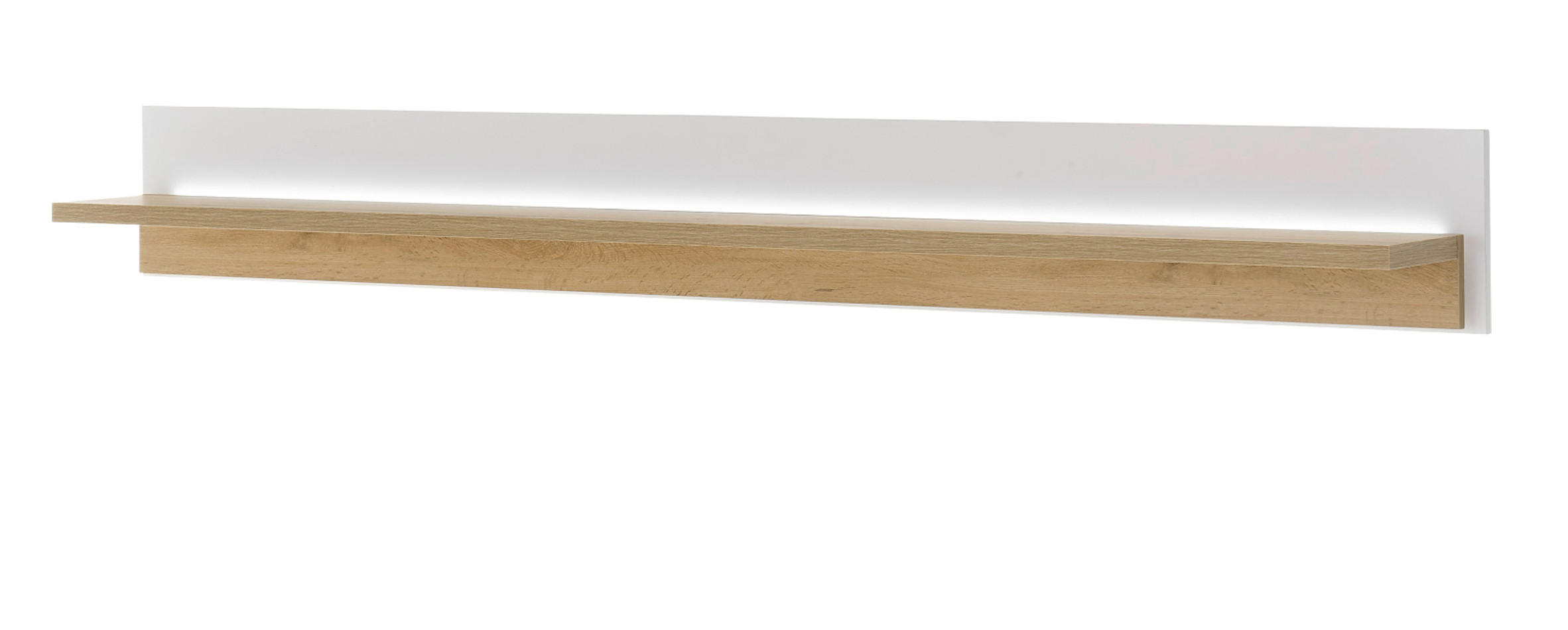 WANDBOARD weiß matt, Eiche Wotan 201 cm, Wandregal inklusive Beleuchtung - Eiche Wotan/Weiß, Holzwerkstoff (201/24/24cm) - Furn.Design