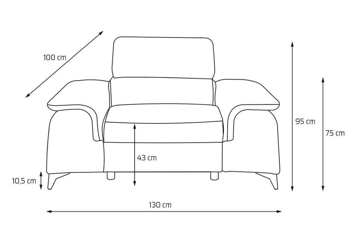 SESSEL PLAZA mit verstellbare Kopfstütze Velours Dunkelgrau - Dunkelgrau/Schwarz, Holz/Textil (130/95/100cm) - Muffo