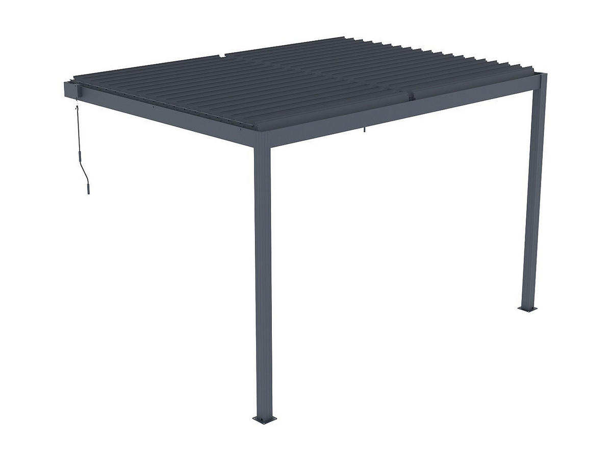 TERRASSENDACH anlehnend bioklimatisch aus Aluminium mit verstellbaren Lamellen - 11,85 m² - MANDELLO - Anthrazit, Metall (368/243/300cm) - Vente-Unique