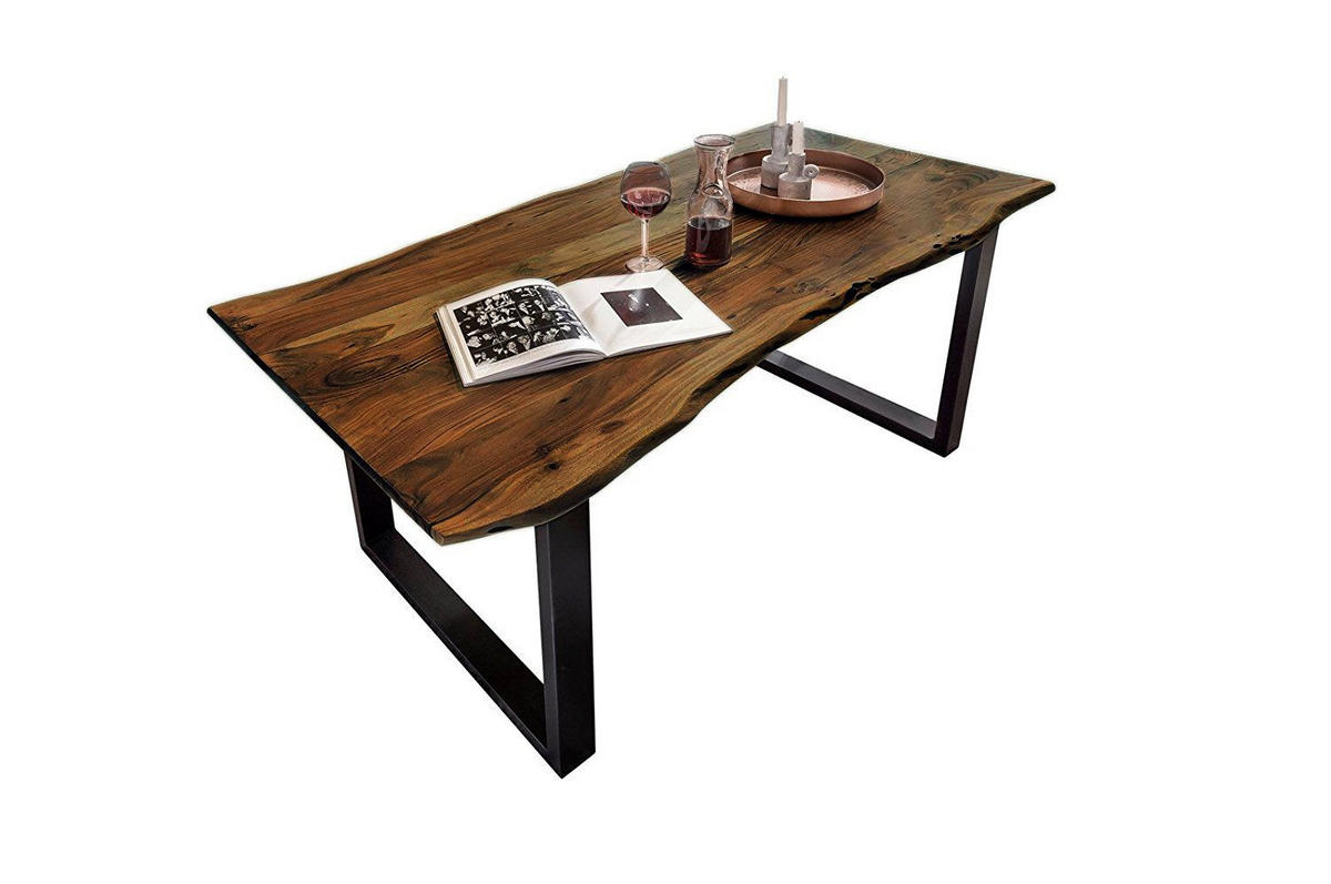 ESSTISCH MAX - Nussbaumfarben/Schwarz, Holz/Metall (80/120/77cm) - SAM