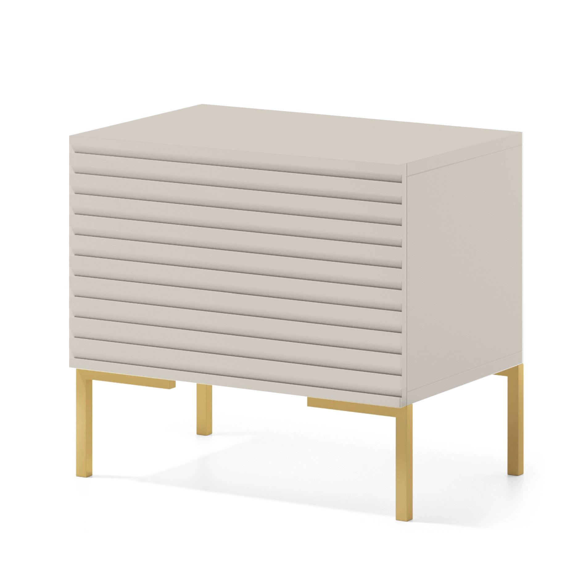NACHTTISCH Lammelo Greige mit goldenen Beinen 46 cm - Taupe/Goldfarben, Holzwerkstoff/Metall (46/44/32cm) - Selsey