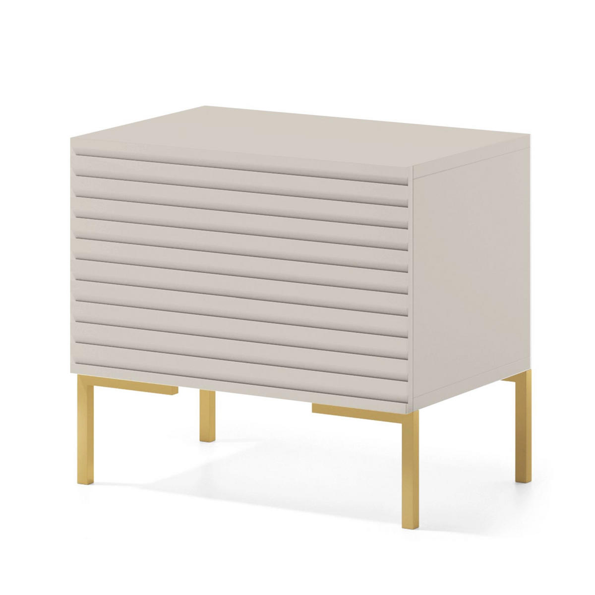 NACHTTISCH Lammelo Greige mit goldenen Beinen 46 cm - Taupe/Goldfarben, Holzwerkstoff/Metall (46/44/32cm) - Selsey