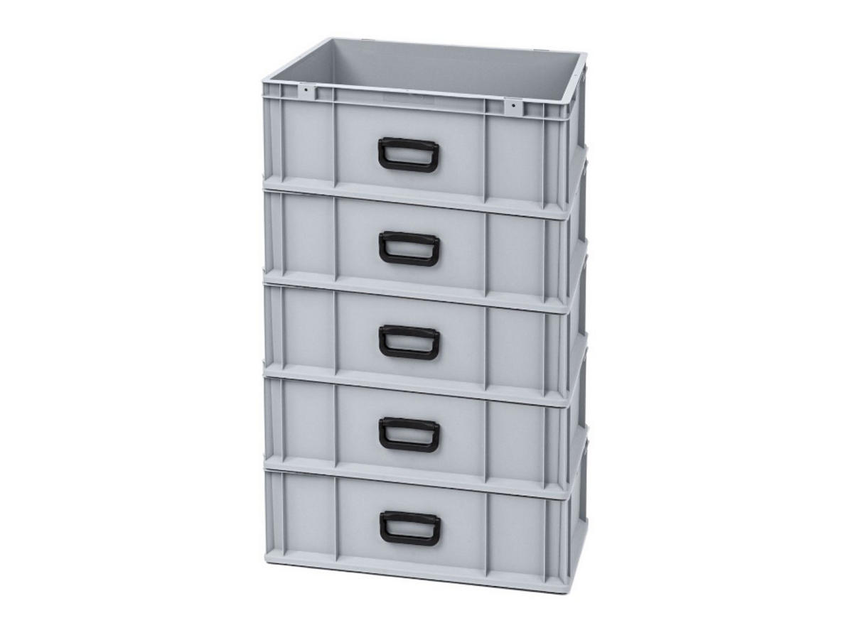 EUROBOX 5x Nextgen Portable Uno 22x40x60cm 44 Liter - Grau, Kunststoff (40/22/60cm) - PROREGAL