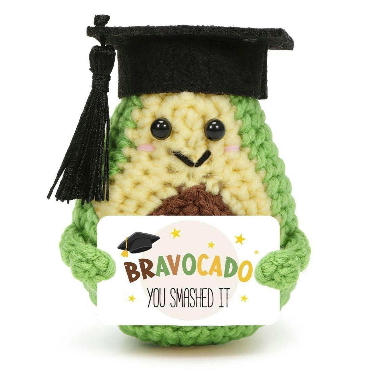 DEKOARTIKEL gehäkeltes Avocado Kuscheltier mit Karte - Grün, Textil (15/16cm)