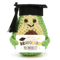 DEKOARTIKEL gehäkeltes Avocado Kuscheltier mit Karte - Grün, Textil (15/16cm)