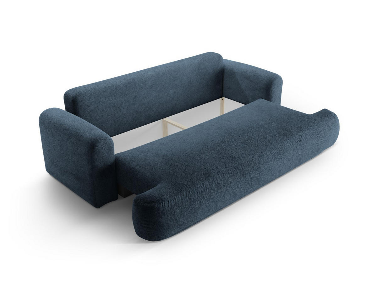 SOFA ausklappbar mit Bettkasten Ella aus strukturiertem Stoff dunkelblau 3 Sitzplätze - Dunkelblau, Textil (108/94/271cm) - Micadoni