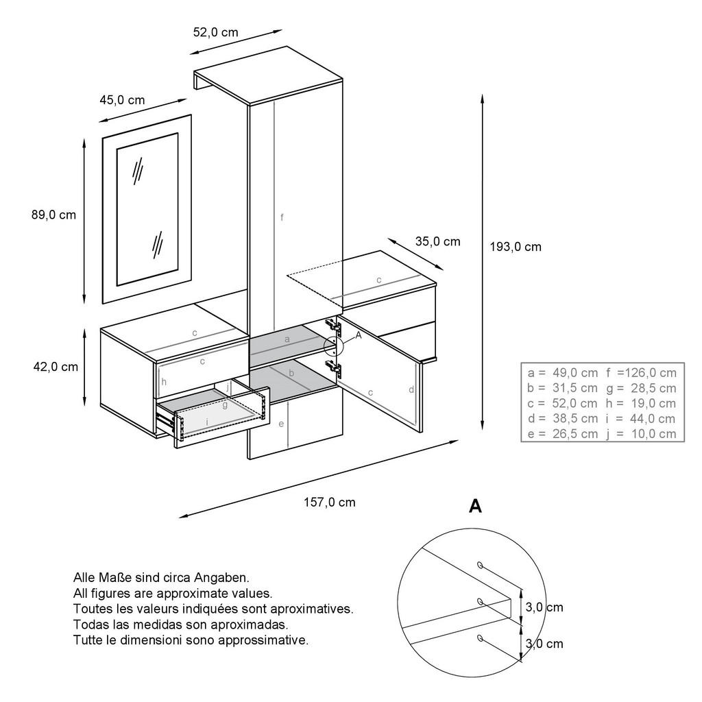 Thumbnail - Vladon Garderobe, Bordeaux, Holzwerkstoff, 157x193x35 cm, Garderobe, Garderoben-Sets & Serien, Garderoben-Sets