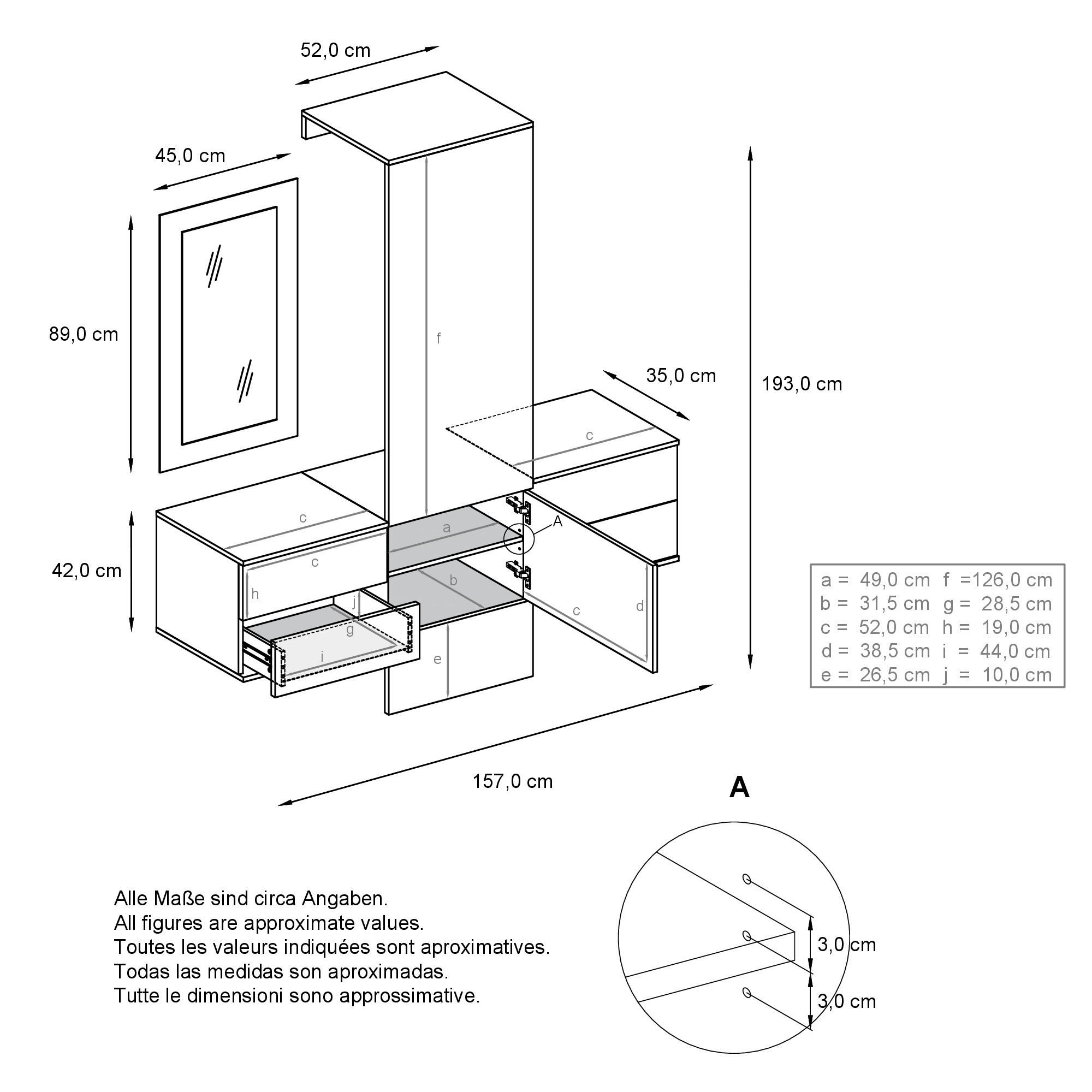 Thumbnail - Vladon Garderobe, Brombeere, Holzwerkstoff, 157x193x35 cm, Garderobe, Garderoben-Sets & Serien, Garderoben-Sets