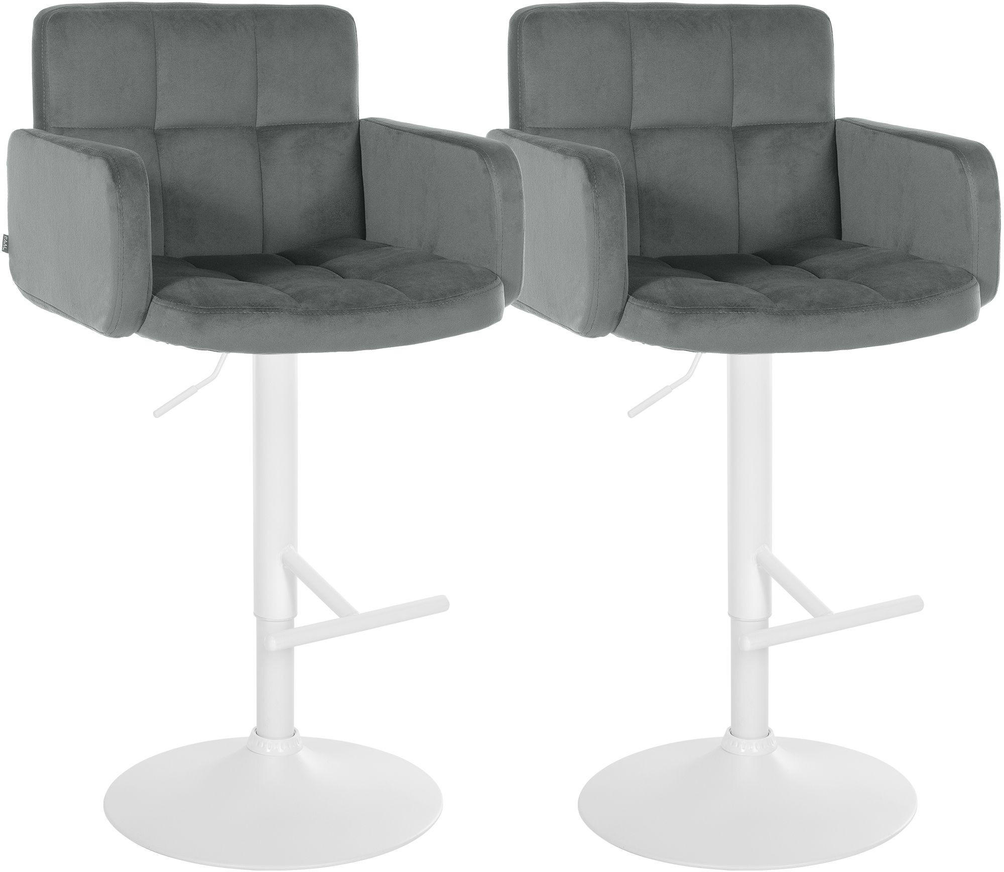 BARHOCKER 2 Samt Grau - Weiß/Grau, Textil/Metall (60/93/56cm) - CLP