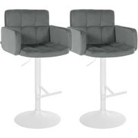 BARHOCKER 2 Samt Grau - Weiß/Grau, Textil/Metall (60/93/56cm) - CLP
