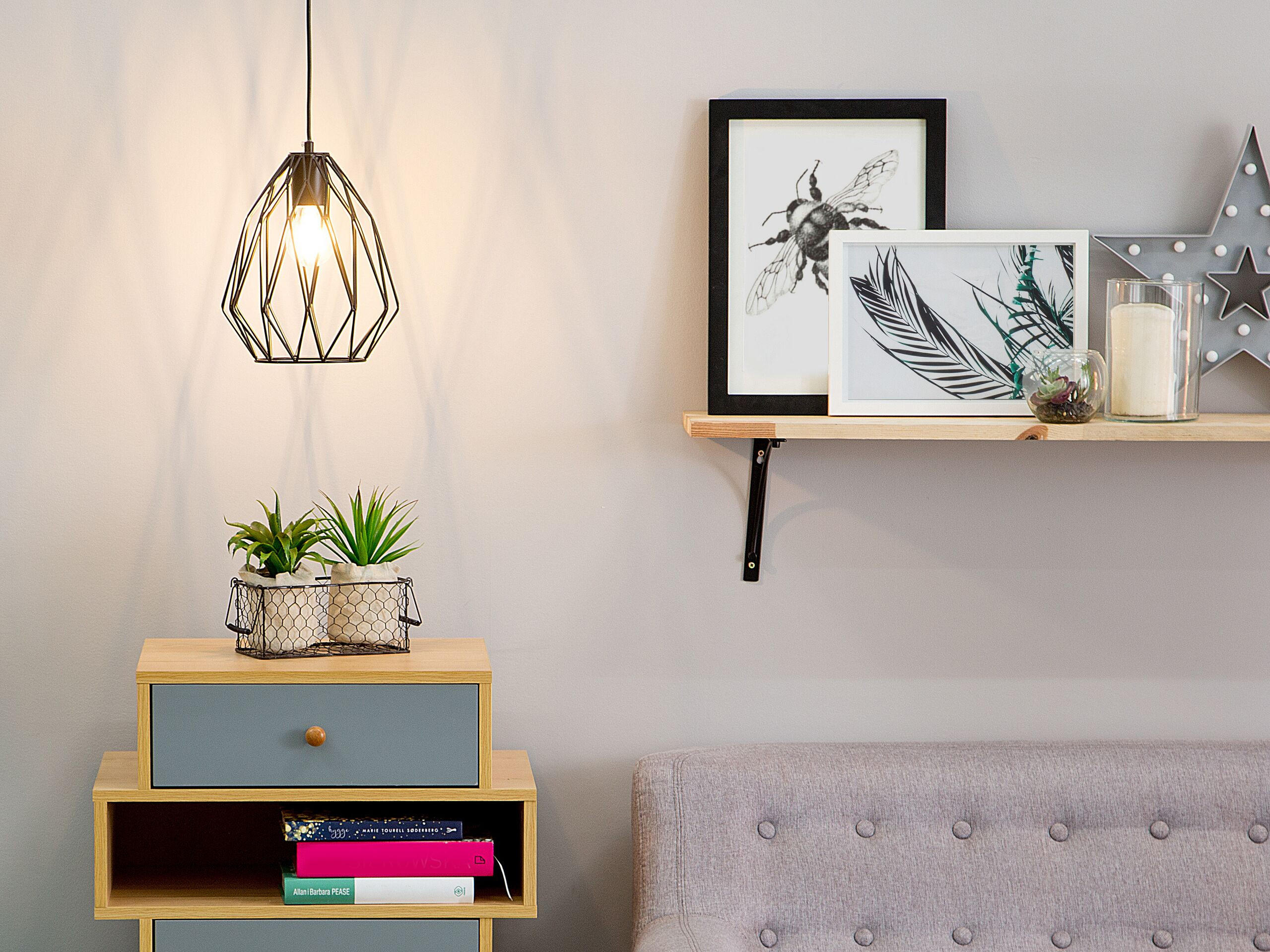 HÄNGELEUCHTE Magra 22/22/124 cm - Schwarz, Metall (22/22/124cm) - Beliani