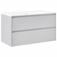 DULAP SUB LAVOAR montat pe perete cu lavoar gri Bahia - gri deschis, compozit lemnos (100/55/110cm) - Beliani