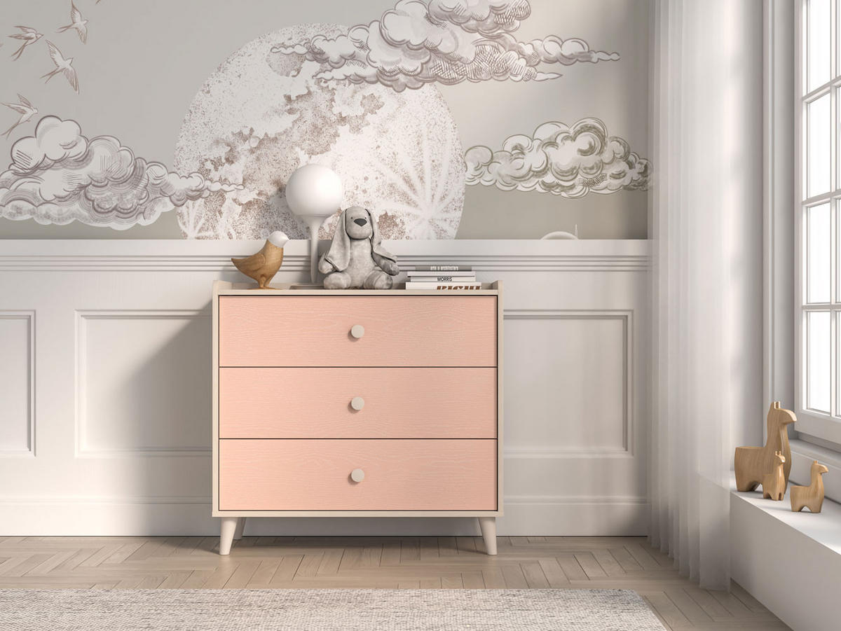 KOMMODE Mevel Wüstensand / Millennial Pink 90 / 40 / 85cm - Pink/Braun, Holz/Holzwerkstoff (90/85/40cm) - Feldmann-Wohnen