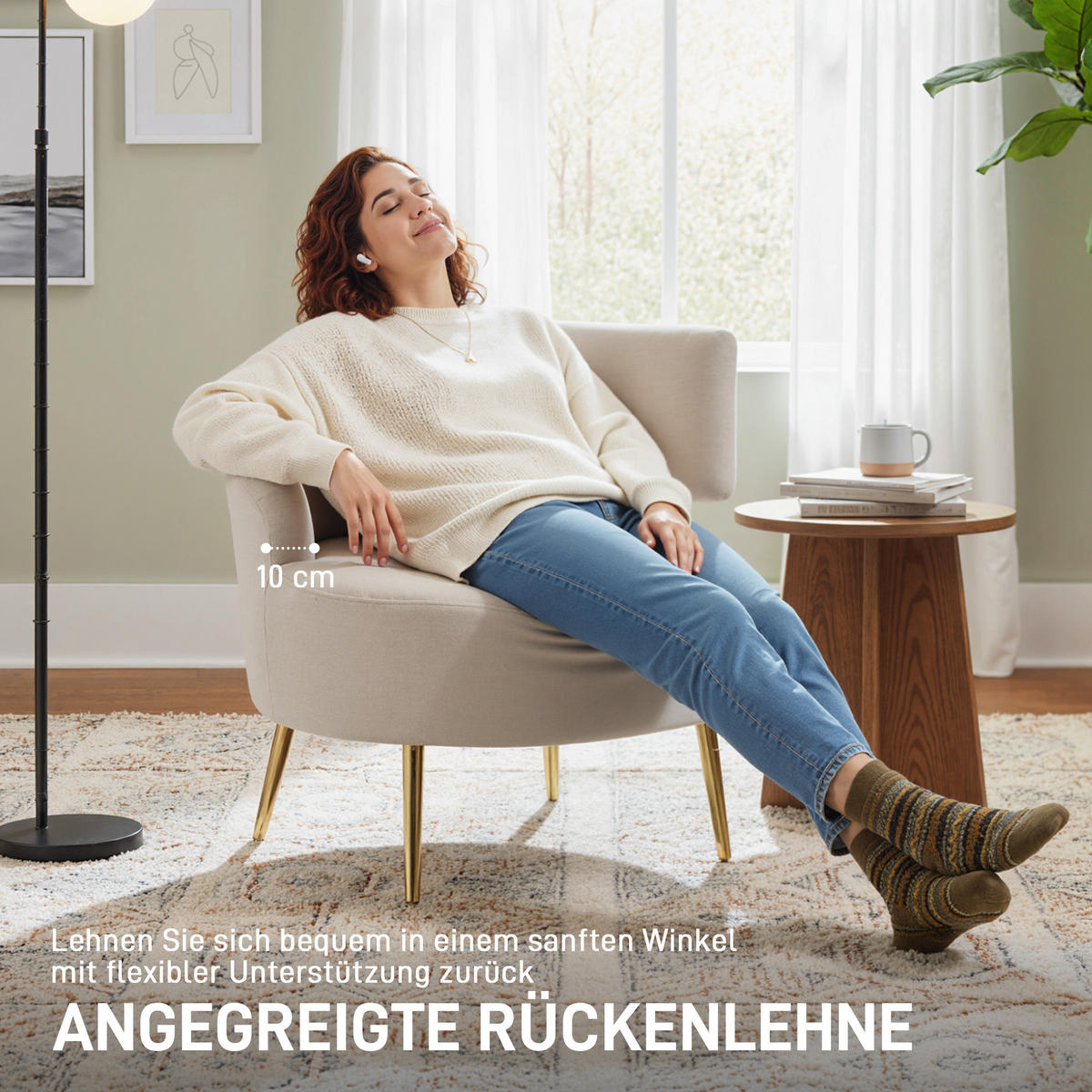 ARMLEHNSTUHL Creme 69.0/65.0/67.0 cm - Creme, Textil (65/67/69cm)