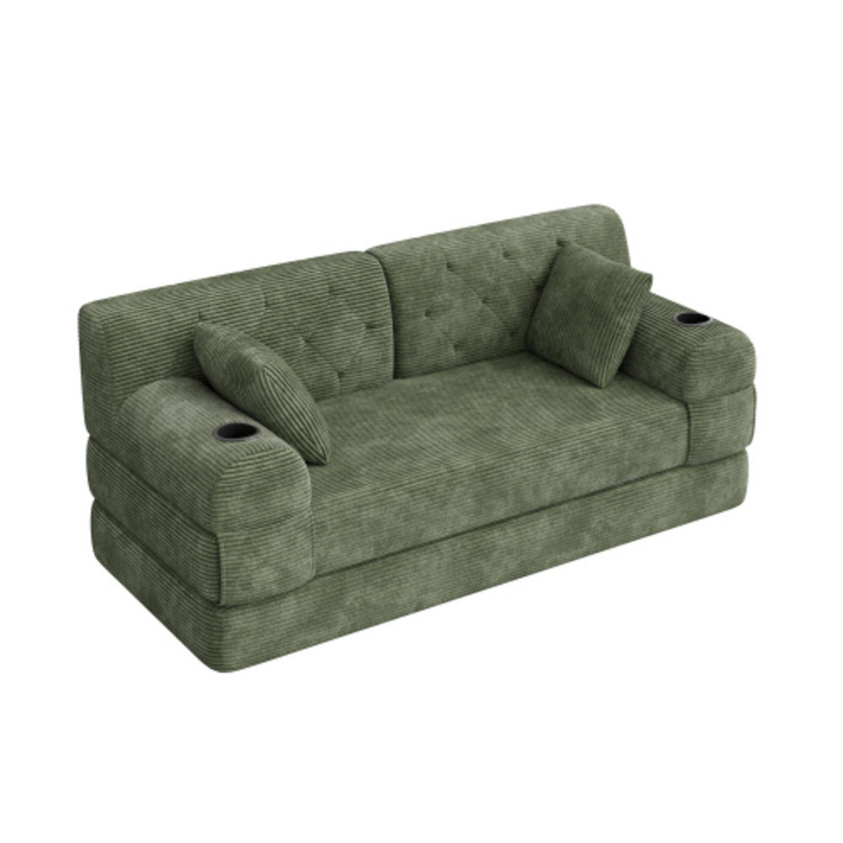SCHLAFSOFA mit Metallrahmen grün 168×80×81 cm aus Cordstoff - Grün, Textil (80/81/168cm) - Luhomfu