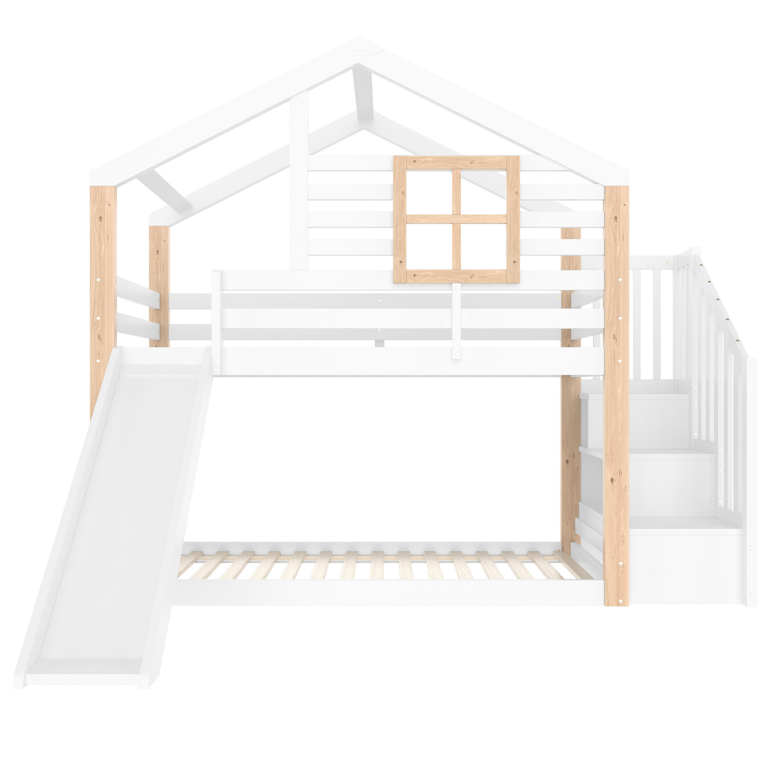 HAUSBETT Massivholz - Weiß, Holz - Raumix