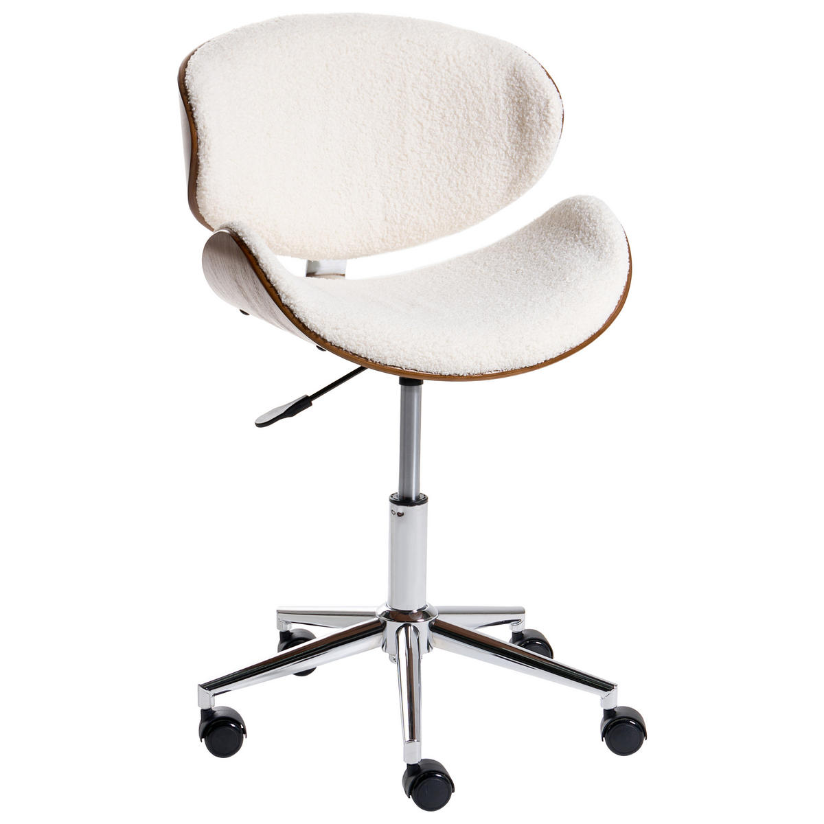 KANCELÁŘSKÁ ŽIDLE Bouclé Bílá Rotterdam - bílá, textil (52/76/52cm) - Beliani