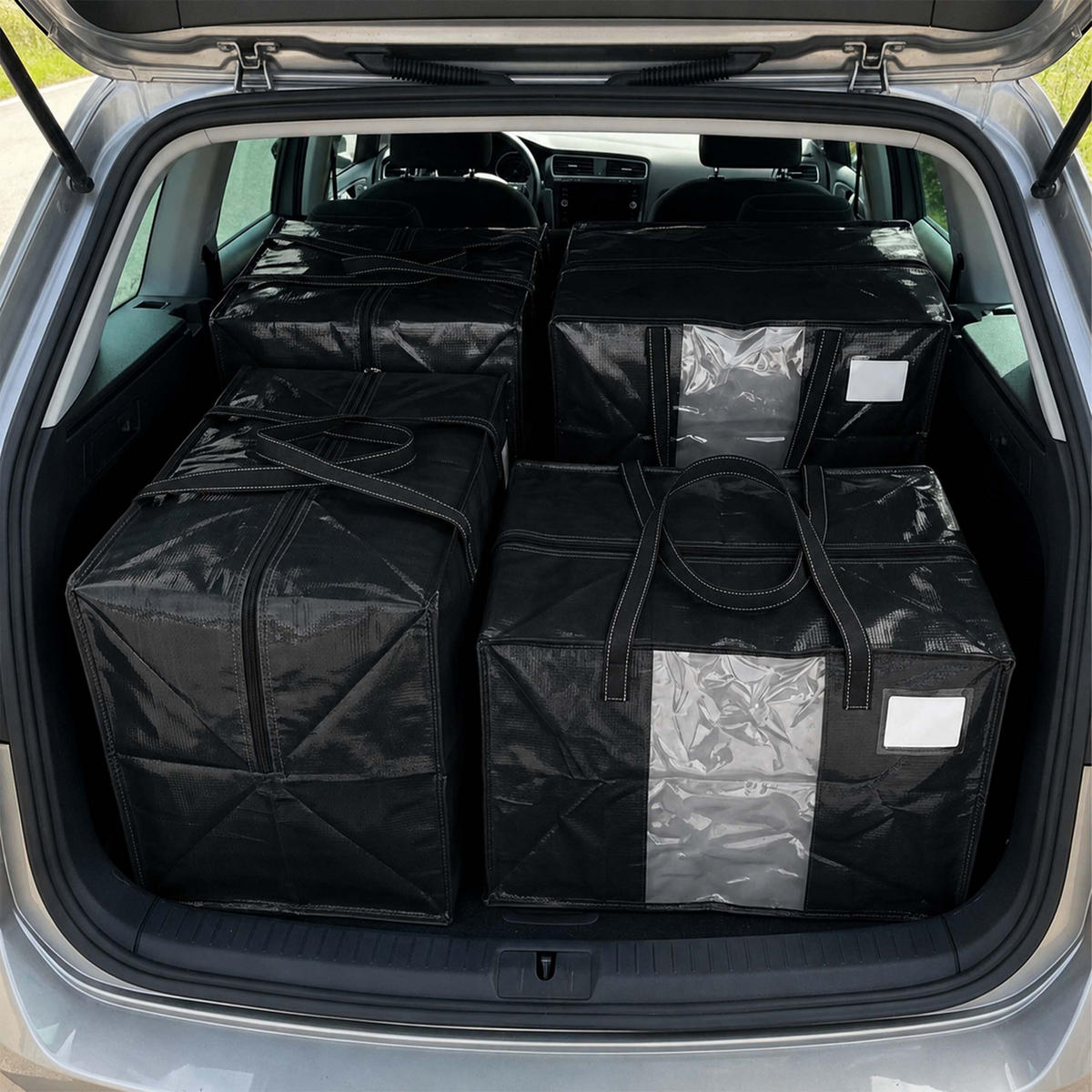 UMZUGSTASCHE Schwarz 4er-Set 100 l - Schwarz, Kunststoff - Relaxdays