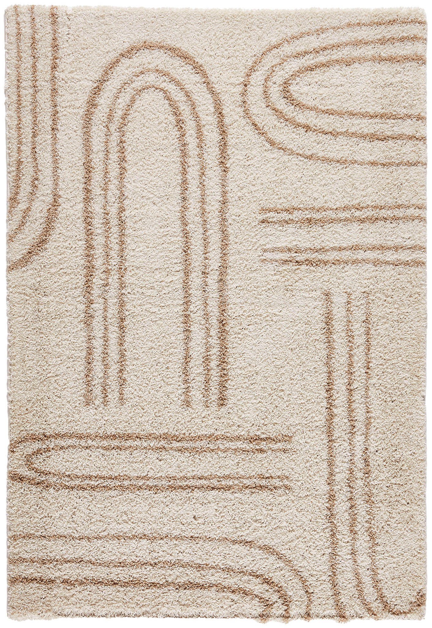 TEPPICH shaggy mit grafischem Muster in Beige Olympe 160x230 cm - Beige, Textil (160/230cm) - Nazar Rugs