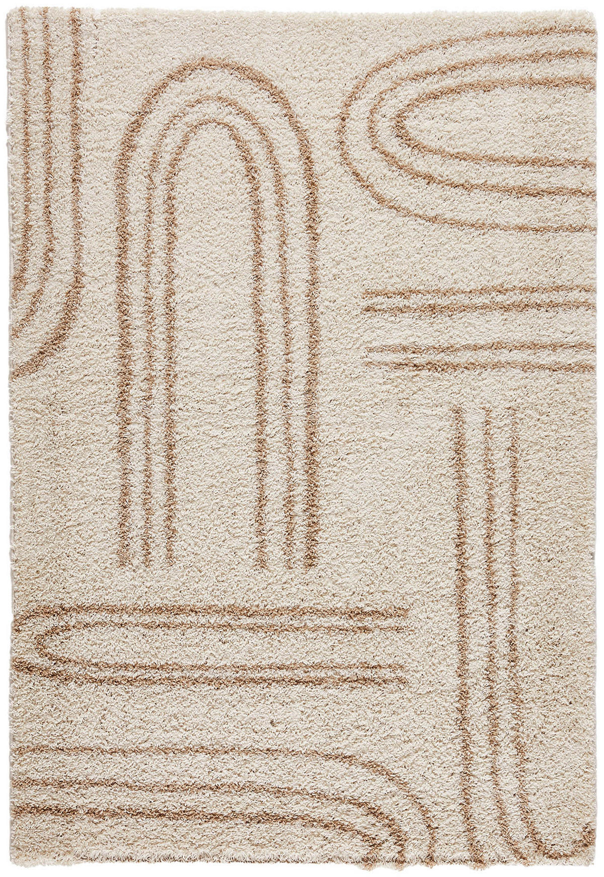 TEPPICH shaggy mit grafischem Muster in Beige Olympe 200x280 cm - Beige, Textil (200/280cm) - Nazar Rugs