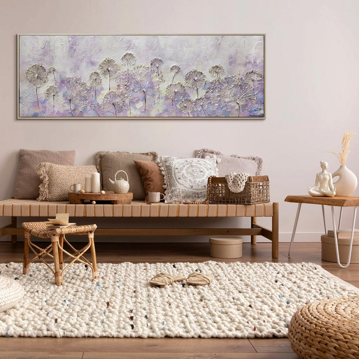 GEMÄLDE Frühlingsanfang Schattenfugenrahmen Beige 150x50 cm - Beige, Holz (150/50cm) - YS-art gallery