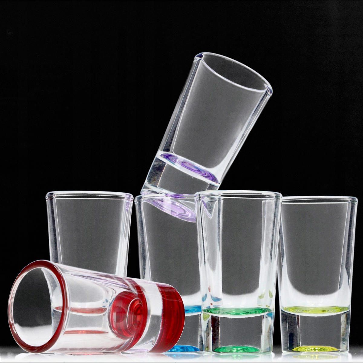 SCHNAPSGLÄSER, Mehrfarbig, 28 ml 12 Stück - Blau/Gelb, Glas (0.028L) - KADAX
