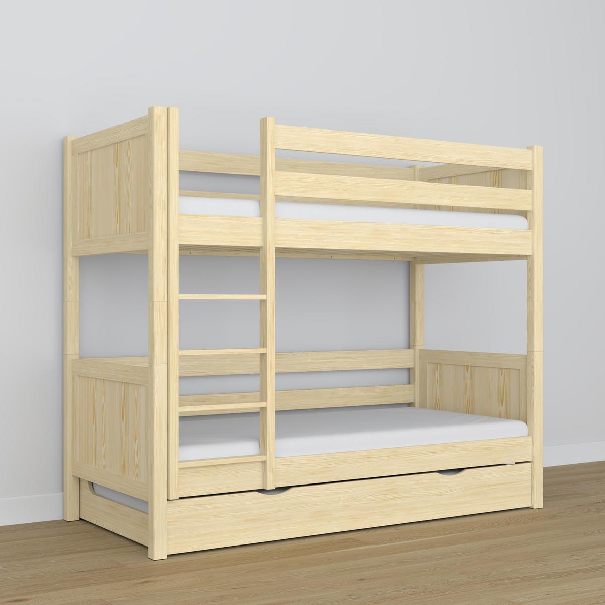 ETAGENBETT N02 mit Matratzenschublade Klare Kiefer 100/200 - Hellbraun/Braun, Naturmaterialien/Holz (100/200cm) - N-Wood