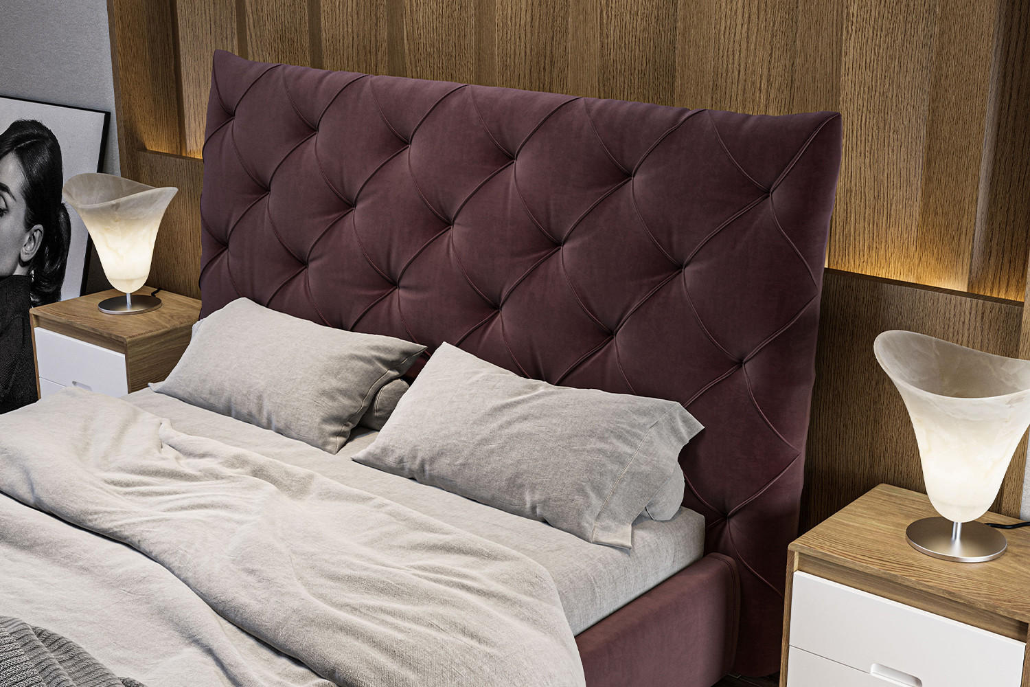 POLSTERBETT ANNY Violett Massivholz - Violett, Textil (200/200cm) - KAWOLA