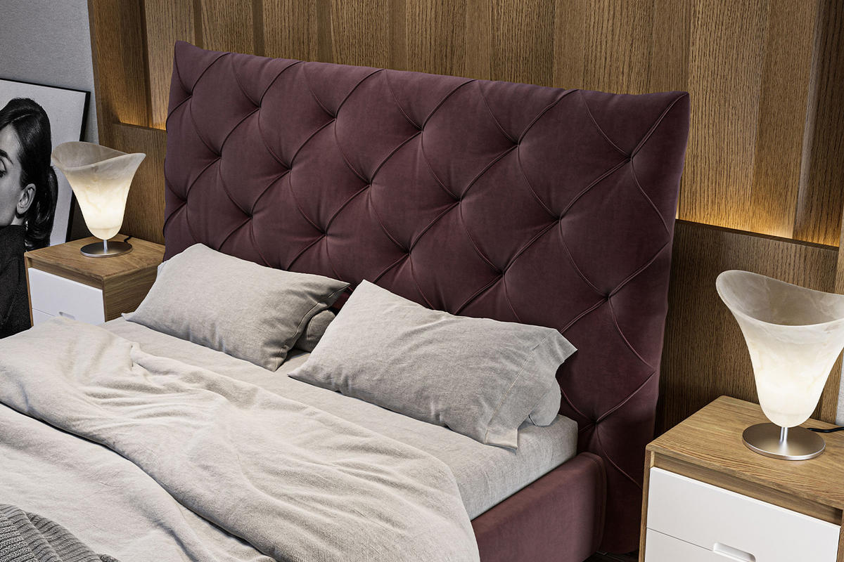 POLSTERBETT ANNY Violett Massivholz - Violett, Textil (180/200cm) - KAWOLA
