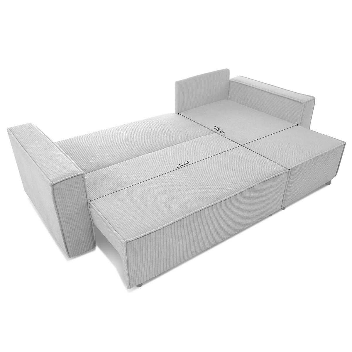 ECKSCHLAFSOFA Neapol mit Bettkasten, 255 cm, Cord-Stoff, Cappuccino - Schwarz/Cappuccino, Textil (256/148cm) - Beautysofa