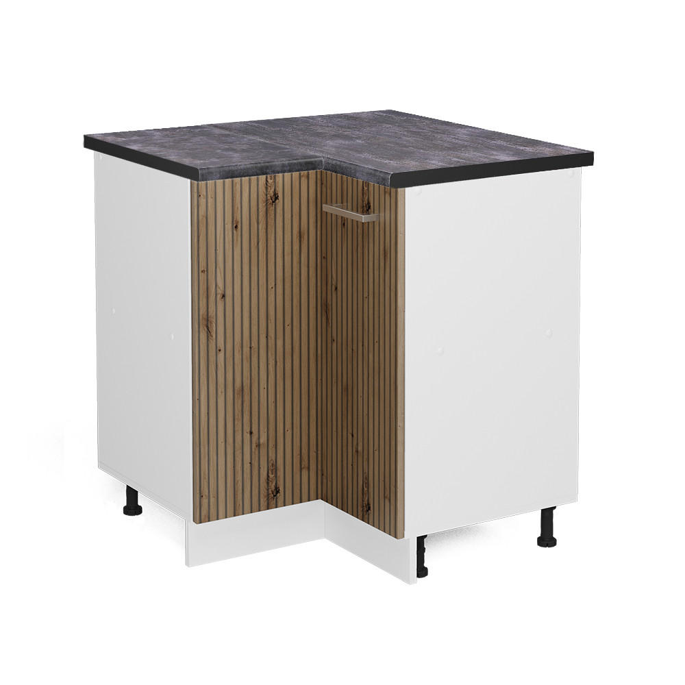 Vicco Eckunterschrank Eiche Artisan, Weiß 75.6x81.6x60 cm